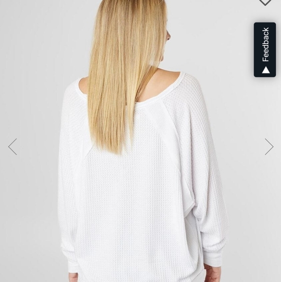 Free people BOHO Santa Clara vneck thermal white top long sleeves Medium - Picture 5 of 11